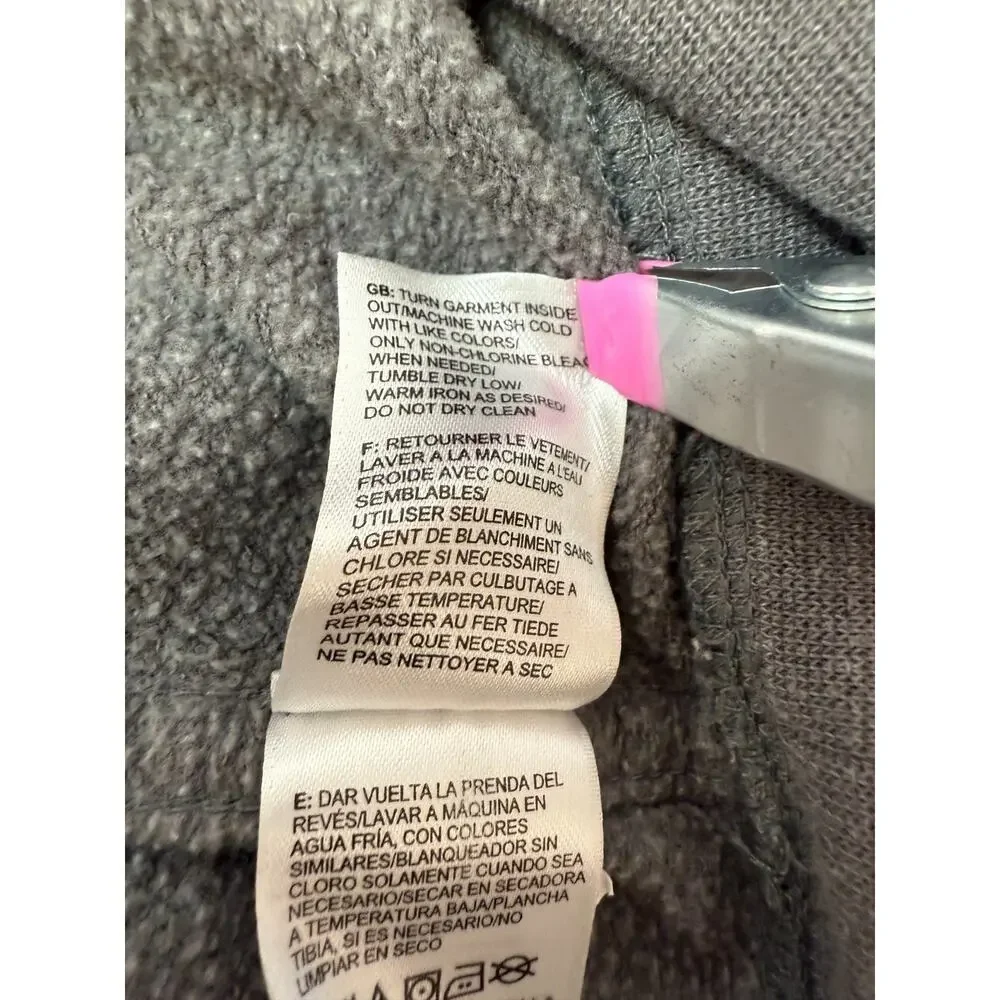 The North Face Men's Hoodie Medium Gray Red Logo Pullover Fleece Sweatshirt